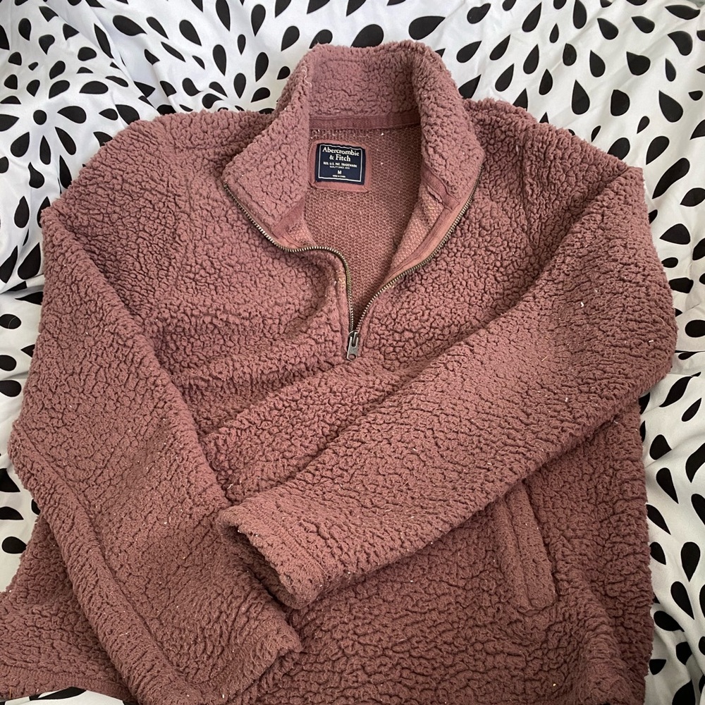 Half zip sherpa sweater